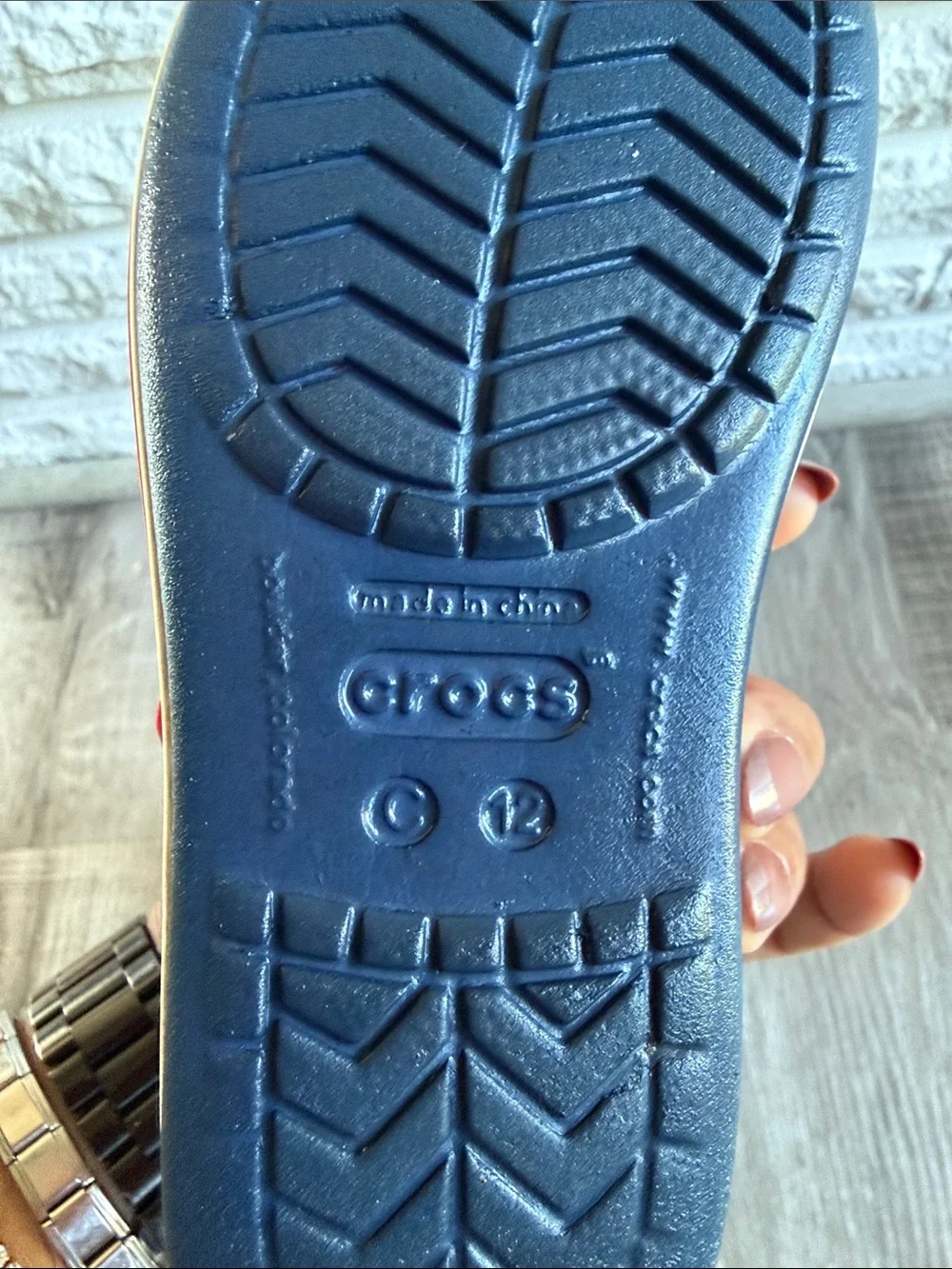CROCS Kids Navy and Red Adjustable Strap Sandals